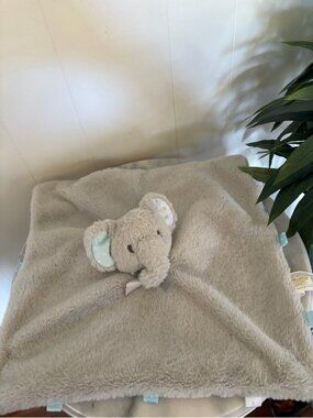 Kellytoy Elephant Lovey Gray Aqua Blue Security Blanket Plush Stuffy Baby